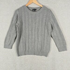 HM Basic Womens Gray Cable Knit Wool Blend Crew Neck Sweater Size‎ M